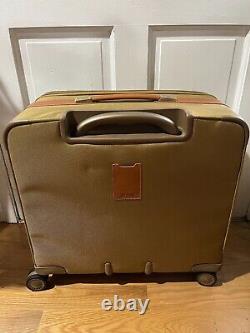 Hartmann beige nylon upright rolling overnight weekender cabin suitcase bag