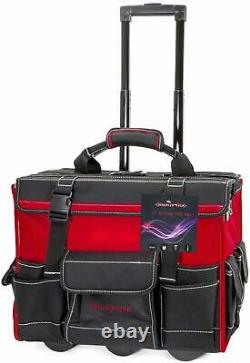 Heavy Duty Mobile Rolling Tool Bag On Wheels With Pockets Case Storage Brand New