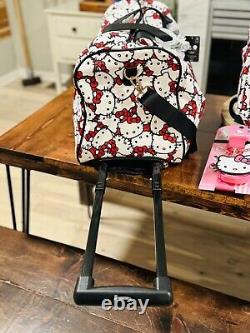 Hello Kitty Rolling Leather Duffel Bag Carryon With Backpack, Trap, & 3 Pc Assec