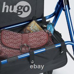 Hugo Elite Rollator Rolling Walker with Seat Backrest Saddle Bag Blue 300lb