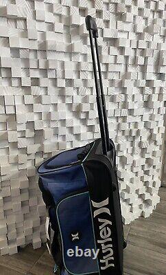 Hurley Rolling Duffel Bag Oversized Suitcase Luggage Gradient Blue and black