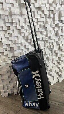 Hurley Rolling Duffel Bag Oversized Suitcase Luggage Gradient Blue and black