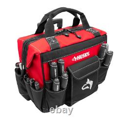 Husky Tool Tote Bag 18 in. Rolling Weather Resistant in Red with 18 total pockets