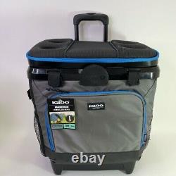 Igloo MaxCold Cooler Bag Gray Blue Rolling Wheels Mesh Side Pouches 36 Cans New