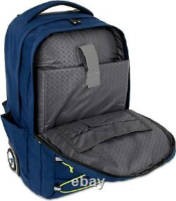 J World New York Lash Rolling Backpack. Laptop Bag Wheeled Carry-On Travel, Navy