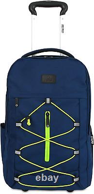 J World New York Lash Rolling Backpack. Laptop Bag Wheeled Carry-On Travel, Navy