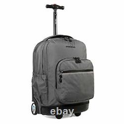 J World New York Sunrise Rolling Backpack. Roller Bag with Wheels Grey 18