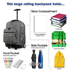 J World New York Sunrise Rolling Backpack. Roller Bag with Wheels Grey 18