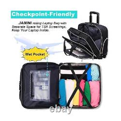 Jamini Rolling Laptop Bag with 4 Spinner Wheels, 17.3 Inch & TSA Lock Large R