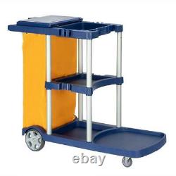 Janitorial Cleaning Cart Rolling Janitor UItility Cart with 3 Shelves Bag