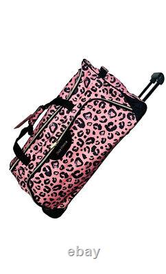 Juicy Couture Leopard XL Rolling Weekender Duffle Travel Bag Suitcase Luggage