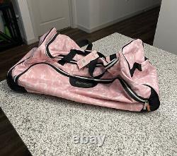 Juicy Couture Rolling Duffle Marble Pink White Travel Bag Suitcase XL $200 NWT