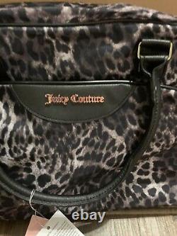 Juicy Couture Rolling Duffle Travel Bag Suitcase Grey Leopard XL $200 NWT