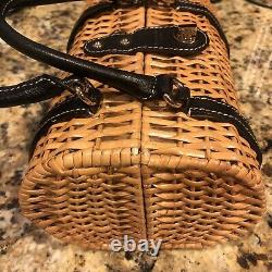 KATE SPADE NY Wicker Basket Leather MONACO Roll Bag Purse NWOT RARE