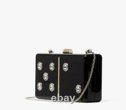 Kate Spade Roll Domino Collection Clutch Crossbody Womens Black Bag + Box