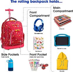 Kids' Lollipop Rolling Backpack & Lunch Bag Set, Fox, One Size