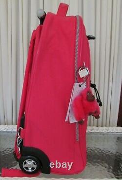 Kipling Sausalito Rolling Wheeled Backpack Luggage Carry on Tote Bag Pink NWT