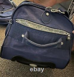 Large Blue Kipling Wheeled Rolling Travel Duffle Bag Luggage