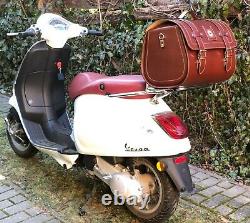 Large Leather Top Case Roll Bag Vespa Primavera 946 LXV GTS GTV Elettrica, Brown