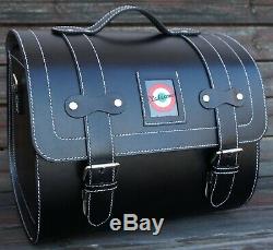 Large Leather Top Case Roll Bag Vespa Primavera 946 PX LXV GTS GTV Vintage Black