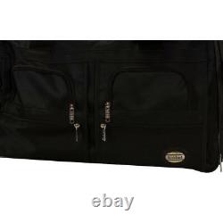 Large Rolling Duffle Bag Flight Travel Luggage with Wheels 22 Inch Zipper Black