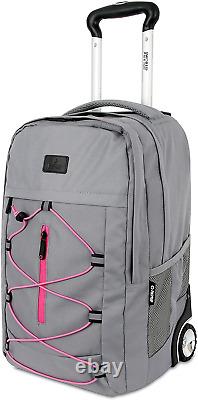 Lash Rolling Backpack. Laptop Bag Wheeled Carry-On Travel, Grey/Pink, One Size