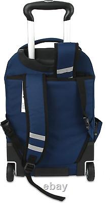 Lash Rolling Backpack. Laptop Bag Wheeled Carry-On Travel, Navy/Green, One Size