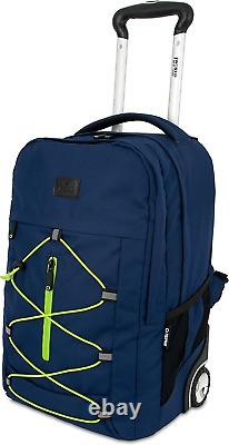 Lash Rolling Backpack. Laptop Bag Wheeled Carry-On Travel, Navy/Green, One Size