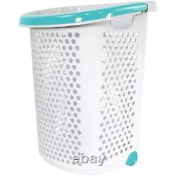 Laundry Hamper 2Bushel Basket Clothes Storage Bag Rolling Washing Bin in Plastic