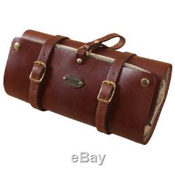 Leather Mens Shaving Dopp Kit Case Hanging Toiletry Roll Brown USA Made No. 2