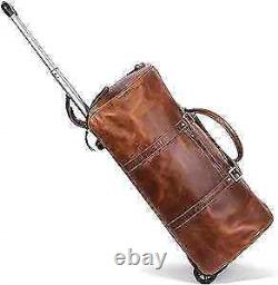 Leather Rolling Travel Duffle Bag for Men Women 21 inch with wheels Sports