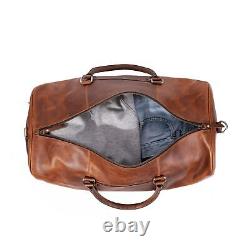 Leather Rolling Travel Duffle Bag for Men Women 21 inch with wheels Sports Ov