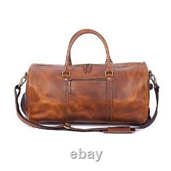 Leather Rolling Travel Duffle Bag for Men Women 21 inch with wheels Sports Ov