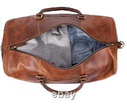 Leather Rolling Travel Duffle Bag for Men Women 21 inch with wheels Sports Overn