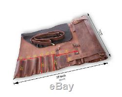 Lightweight premium Leather Chef Knife Bag/Chef Knife Roll 8 Pockets Tan Leather