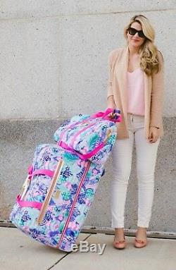 Lilly Pulitzer Rolling Duffel Bag Suitcase Luggage AND Carry On Bag Quill Out