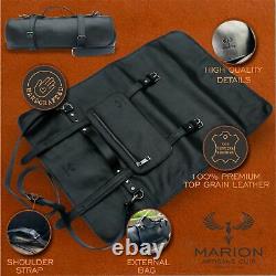 MARION -LE MINUIT Genuine Calf Top Grain Leather Handcrafted Chef Knife Roll Bag