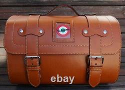Medium Leather Top Case Roll Bag Vespa Primavera Elettrica LXV GTS GTV 946, Tan