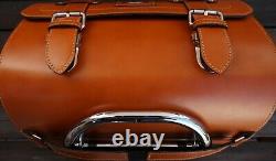 Medium Leather Top Case Roll Bag Vespa Primavera Elettrica LXV GTS GTV 946, Tan