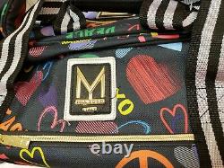Mia Toro Designed In Italy Love & Peace Rolling Duffel Multicolor Bag NEW