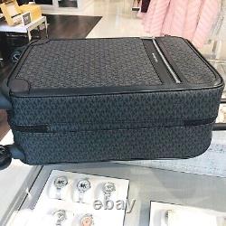 Michael Kors Lady Women Rolling Travel Trolley Suitcase + Lg Weekender Bag Black