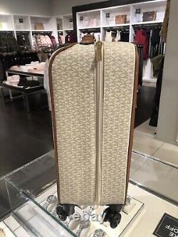 Michael Kors Lady Women Rolling Travel Trolley Suitcase+lg Weekender Bag Vanilla