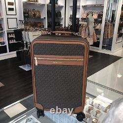 Michael Kors Logo Rolling Travel Trolley Suitcase Carry On Bag Brown