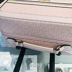 Michael Kors Logo Rolling Travel Trolley Suitcase Carry On Vacation Bag Pink MK
