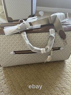 Michael Kors Rolling Travel Suitcase + Large DuffBag + Small Bag- Beige $2275