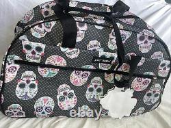 NEW $160 Betsey Johnson Sugar Skull Party 22 Rolling Duffel Luggage Weekend Bag