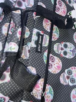 NEW $160 Betsey Johnson Sugar Skull Party 22 Rolling Duffel Luggage Weekend Bag