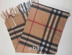 NEW BURBERRY Cashmere Scarf Check With Roll Tube Box Gift Bag 100% Authentic