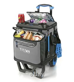 NEW Titan 22.5 Litre 60 Can Rolling Cooler with All Terrain Cart Ice Bag Food