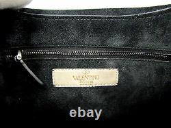 NEW VALENTINO ROCKSTUD ROLLING SHOULDER BAG BLACK LEATHER TURQUOISE Handbag